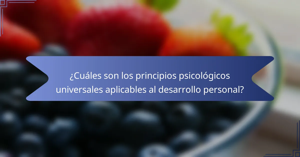¿Cuáles son los principios psicológicos universales aplicables al desarrollo personal?