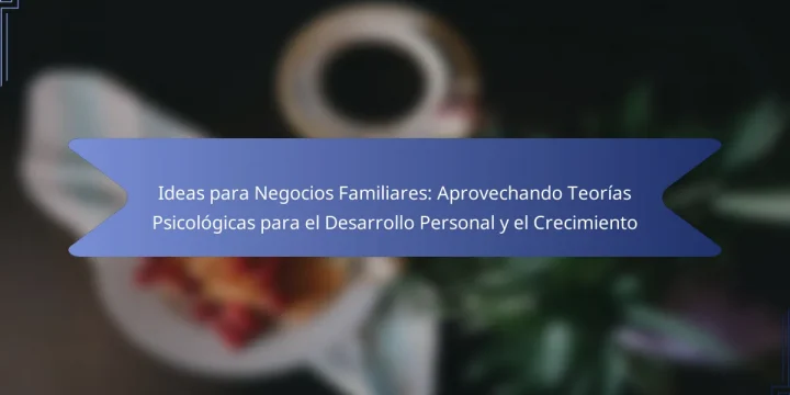 Ideas para Negocios Familiares: Aprovechando Teorías Psicológicas para el Desarrollo Personal y el Crecimiento