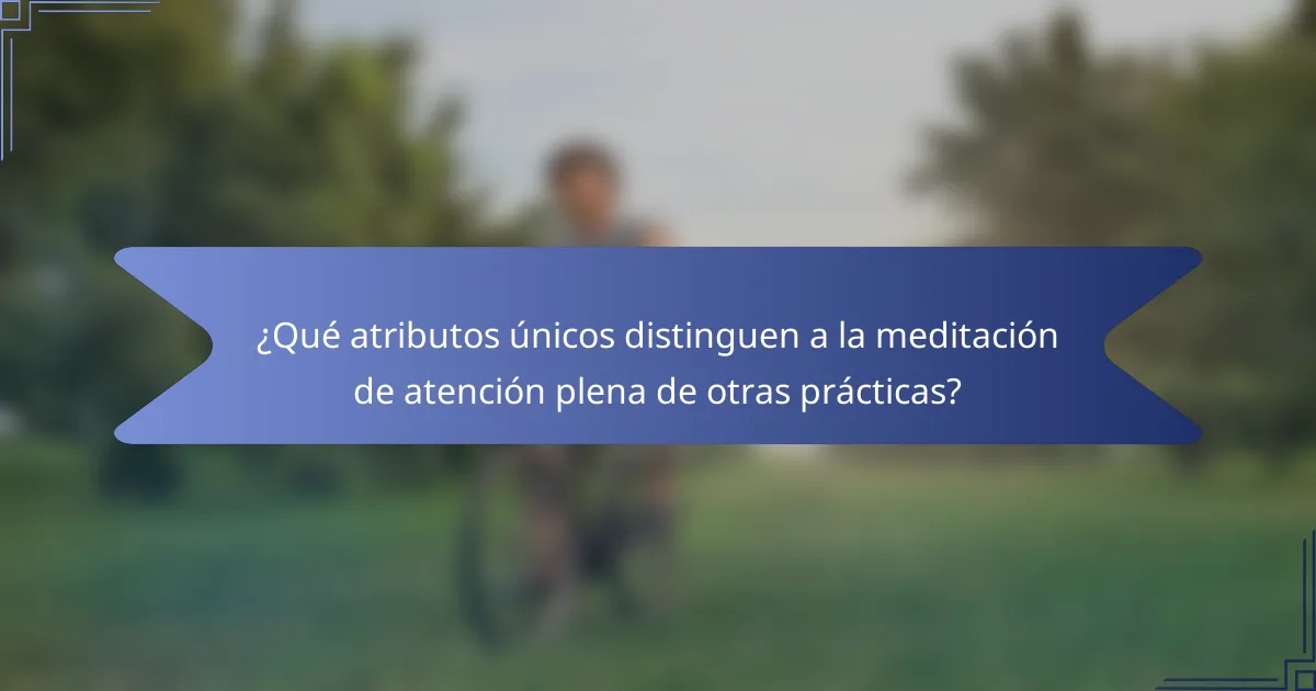 ¿Qué atributos únicos distinguen a la meditación de atención plena de otras prácticas?