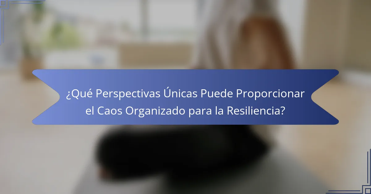 ¿Qué Perspectivas Únicas Puede Proporcionar el Caos Organizado para la Resiliencia?